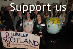 Image of jubilee Supporters holding a Jubilee Scotland banner